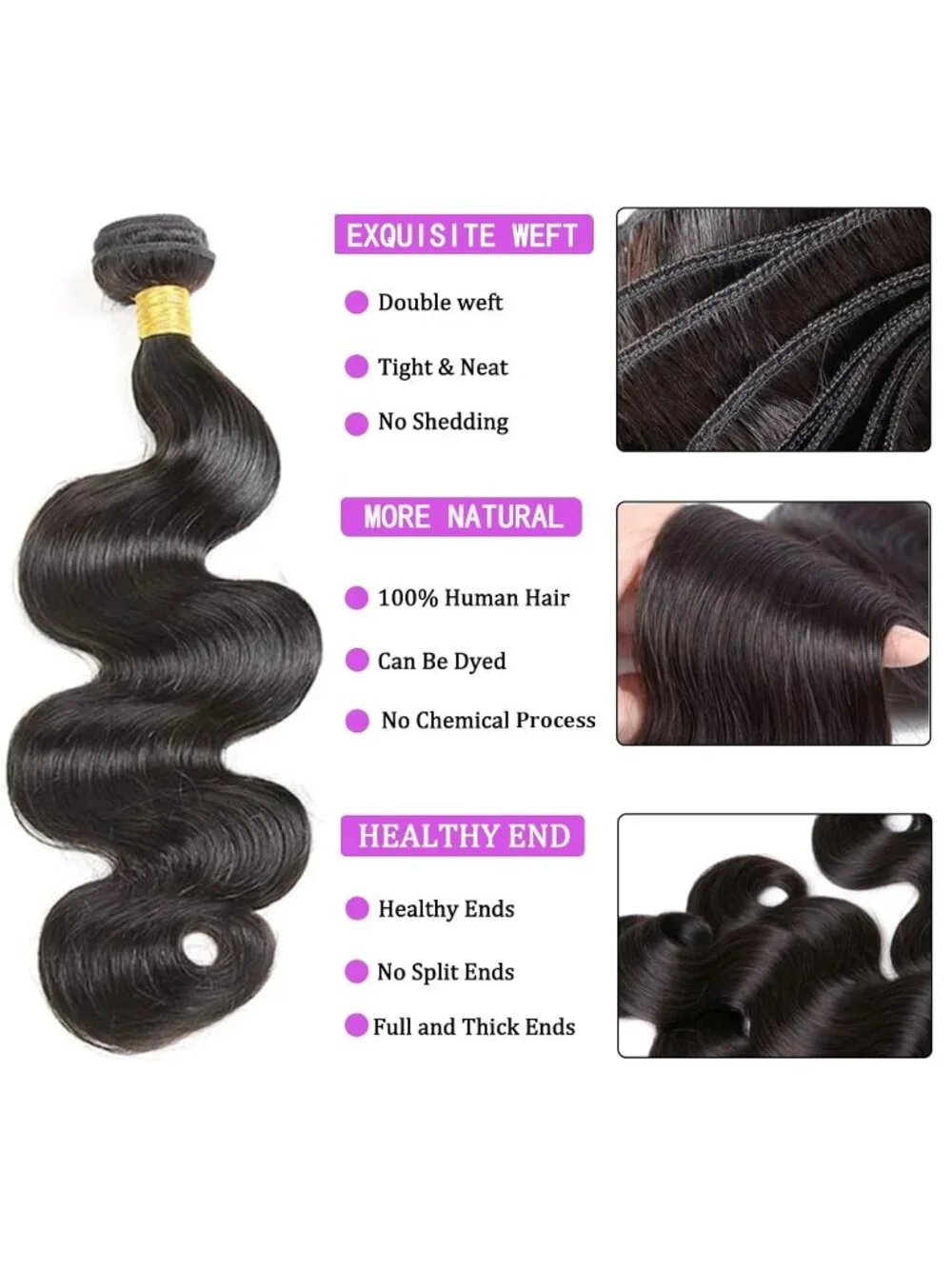 Human Hair Body Wave Bundles with 4x4 Lace Closure 10 Inch Brazilian Virgin